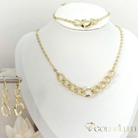   GOLDFILLED Υποαλλεργικό Κολιέ 45cm/3-12mm + Βραχιόλι 17-20cm + Σκουλαρίκια 14K χρώμα