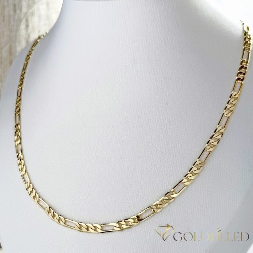 GOLDFILLED Υποαλλεργικό Figaro Κολιέ περισσότερα είδη σε μέγεθος 4 mm φαρδύ 14K χρώμα
