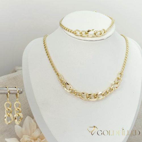 GOLDFILLED Υποαλλεργικό Κολιέ 45cm/3-10mm + Βραχιόλι 17-20cm + Σκουλαρίκια 14K χρώμα
