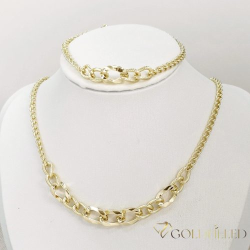 GOLDFILLED Υποαλλεργικό Κολιέ 45cm/3-10mm + Βραχιόλι 17-20cm 14K χρώμα