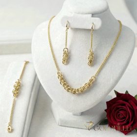   GOLDFILLED Υποαλλεργικό Κολιέ 45cm/2-7mm + Βραχιόλι 19cm + Σκουλαρίκια 14K χρώμα