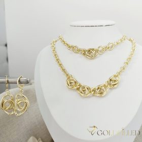   GOLDFILLED Υποαλλεργικό Κολιέ 45cm/5-19mm + Βραχιόλι 17-20cm + Σκουλαρίκια 14K χρώμα