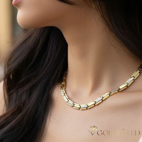 GOLDFILLED Υποαλλεργικό αποκλειστικό Περιδέραιο περισσότερα είδη σε μέγεθος 7 mm φαρδύ 14K χρώμα πολύχρωμο