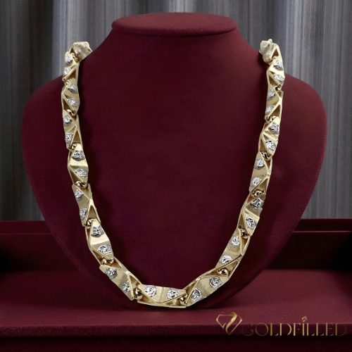 GOLDFILLED Υποαλλεργικό πολυτελές Barakka Κολιέ 60cm μακρύ és 11mm φαρδύ (145g ! ) χρώμα 14K πολύχρωμο
