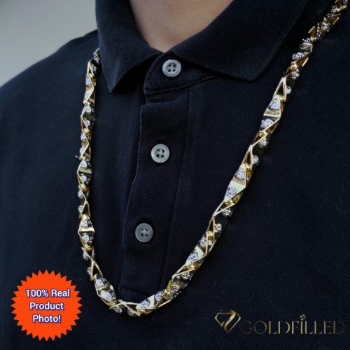 GOLDFILLED Υποαλλεργικό πολυτελές Barakka Κολιέ 60cm μακρύ és 11mm φαρδύ (145g ! ) χρώμα 14K πολύχρωμο