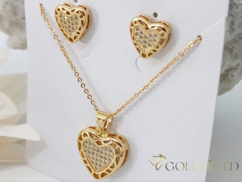 GOLDFILLED Κολιέ 45cm/1mm+Μενταγιόν+Σκουλαρίκια