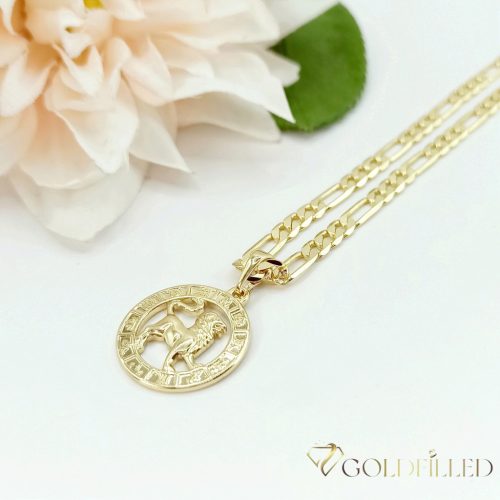 GOLDFILLED Υποαλλεργικό Κολιέ 50cm / 4mm + Λέων Μενταγιόν 14K χρώμα