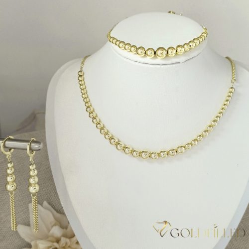 GOLDFILLED Υποαλλεργικό Κολιέ 45cm/3-5mm + Βραχιόλι 17-20cm + Σκουλαρίκια 14K χρώμα