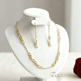   GOLDFILLED Υποαλλεργικό Κολιέ 45cm/2-6mm + Βραχιόλι 17cm + Σκουλαρίκια 14K χρώμα