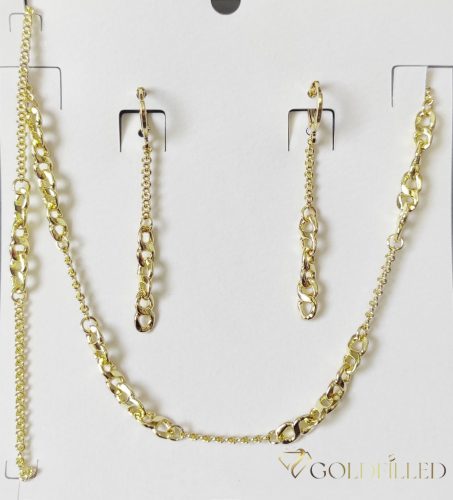 GOLDFILLED Υποαλλεργικό Κολιέ 45cm/2-6mm + Βραχιόλι 17cm + Σκουλαρίκια 14K χρώμα